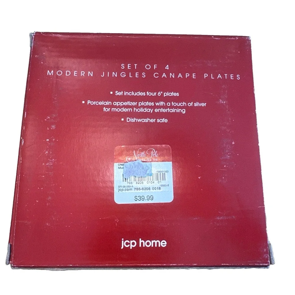 North Pole Trading Co Set of 4 Modern Jingle Appetizer Plates Christmas 6